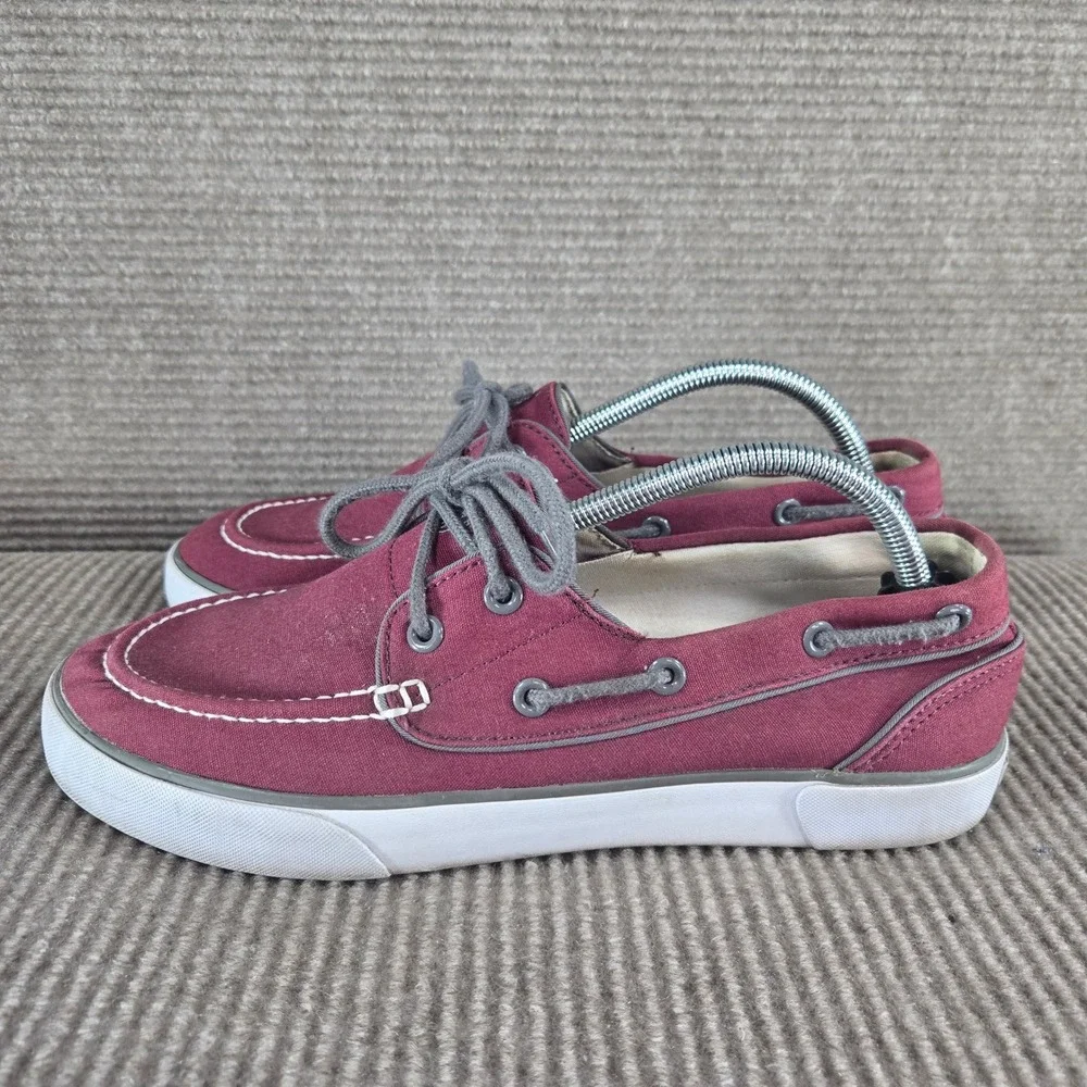 Polo Ralph Lauren Mens 9D Burgundy Canvas Lander P Boat Shoe Sneakers